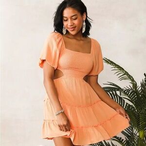 willow & root open back ruffle dress